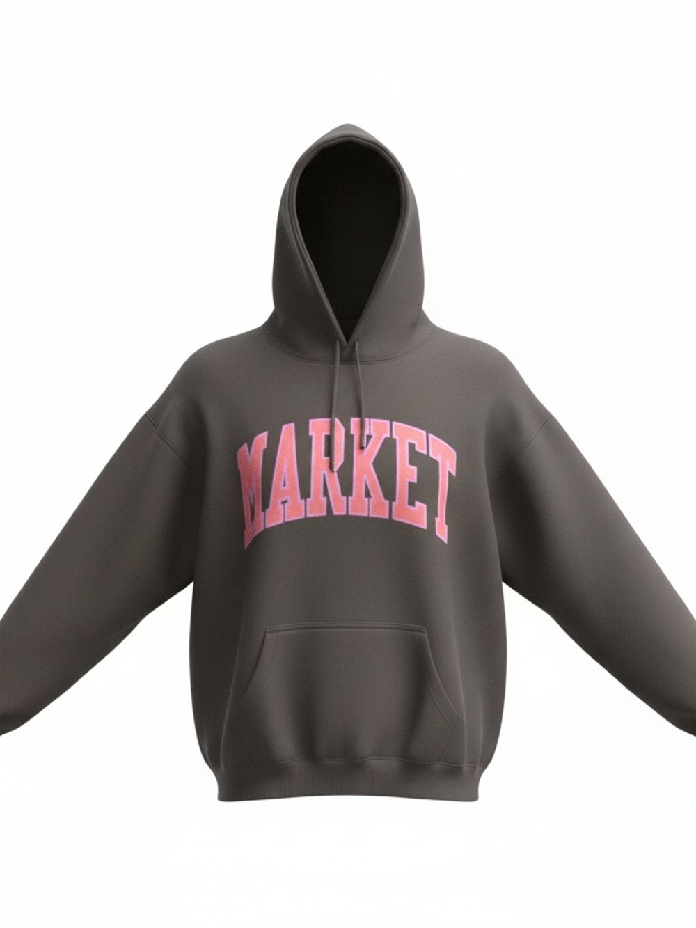 MARKET studios collegiate hoodie in black with pink and purple lettering
